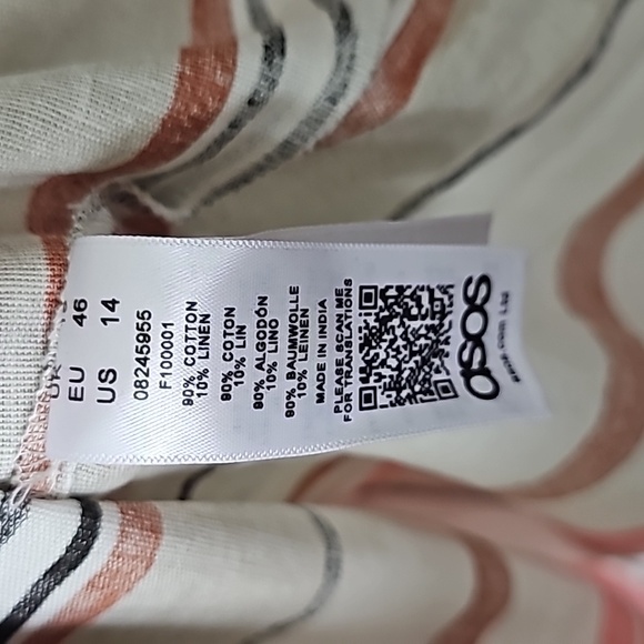 ASOS NWT Festival Summer linen blend neutral striped halter dress size 14 - Picture 4 of 8